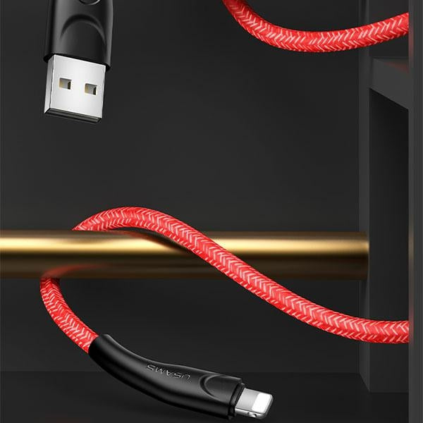 USAMS Kabel U41 pleciony кабел Lightning, червен, Fast Charge
