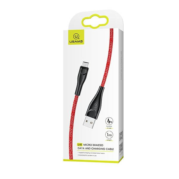 USAMS Кабел плетен U41 microUSB червен Fast Charge