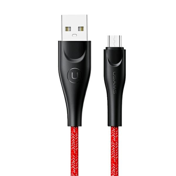 USAMS U41 плетен кабел microUSB, червен, Fast Charge