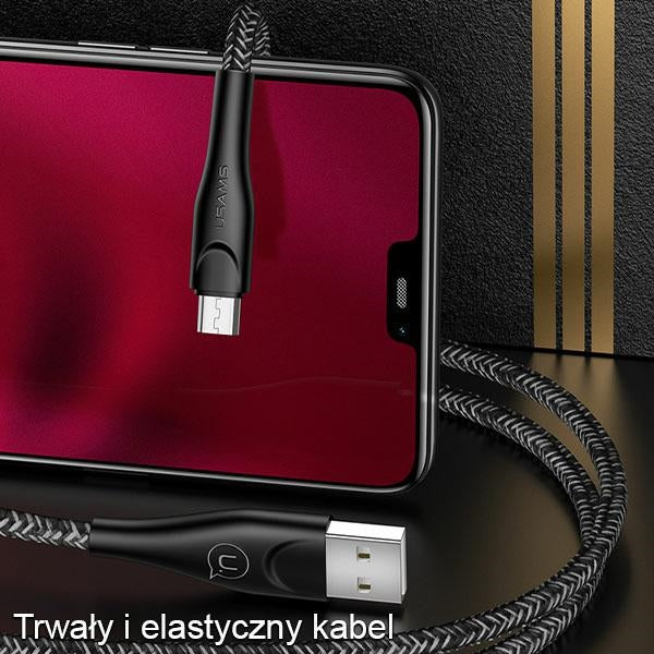 USAMS U41 плетен кабел microUSB, червен, Fast Charge