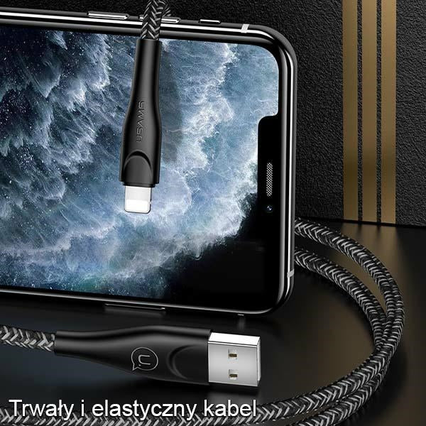 USAMS Кабел pleciony U41 Lightning, 2 m, червен Fast Charge