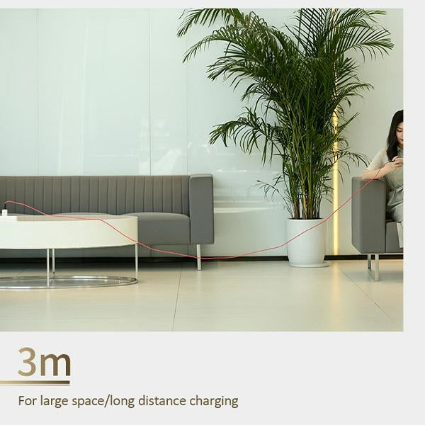 USAMS Кабел pleciony U41 Lightning, 2 m, червен Fast Charge