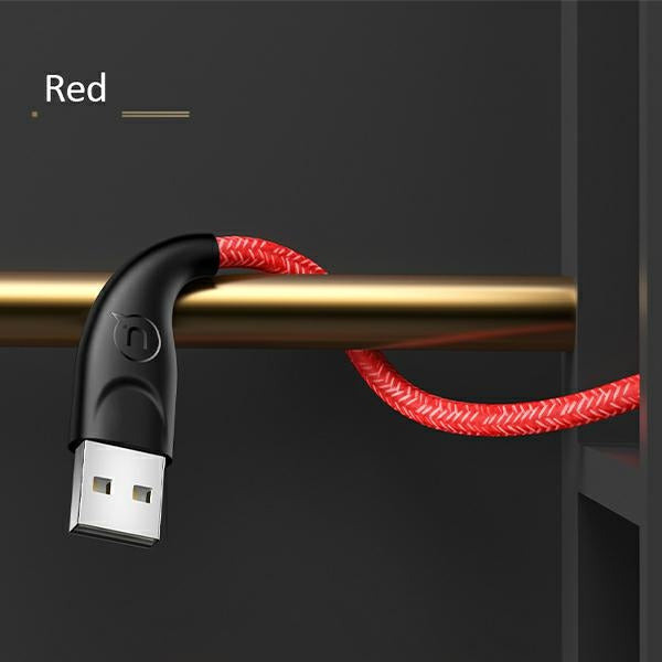 USAMS Кабел pleciony U41 Lightning, 2 m, червен Fast Charge