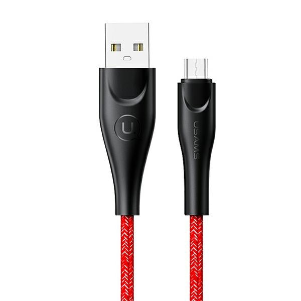 USAMS Кабел плетен U41 microUSB, червен, Fast Charge