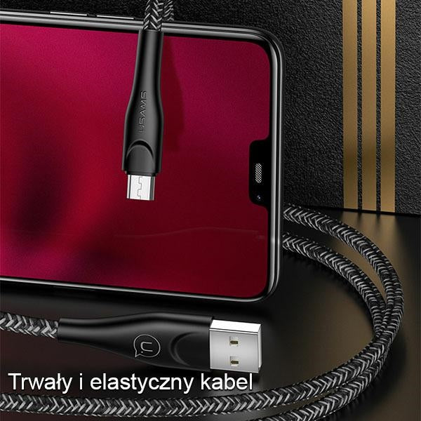 USAMS Кабел плетен U41 microUSB, червен, Fast Charge