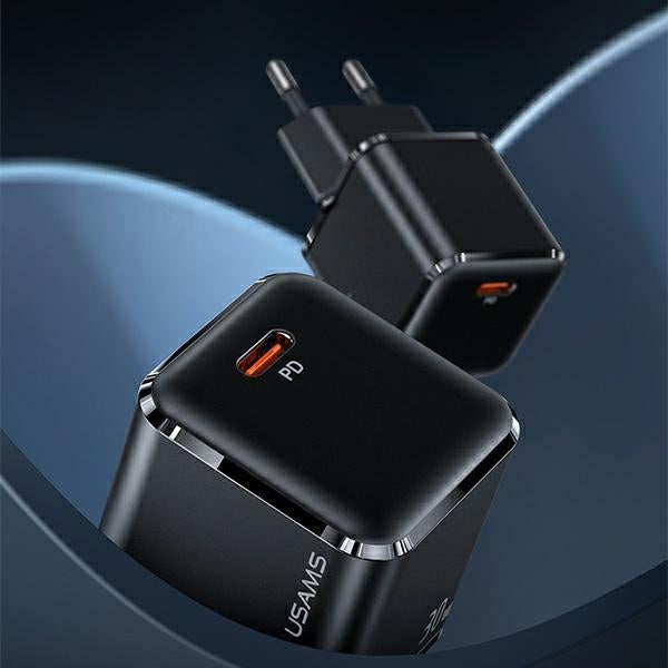 Зарядно USAMS T45 Fast Charging с кабел U63 Lightning, черно