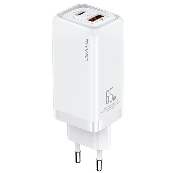 Зарядно USAMS T47 65W PD Fast Charging Super Si, бяло