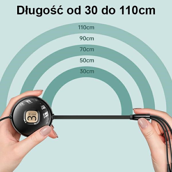 USAMS кабел U69 3в1 1м, черен (Lightning/microUSB/USB-C)