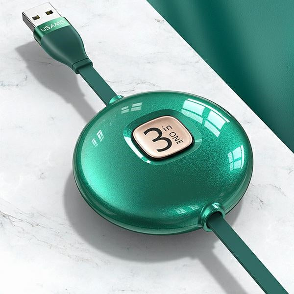 USAMS U69 кабел 3в1 1m, син (lightning/microUSB/USB-C)