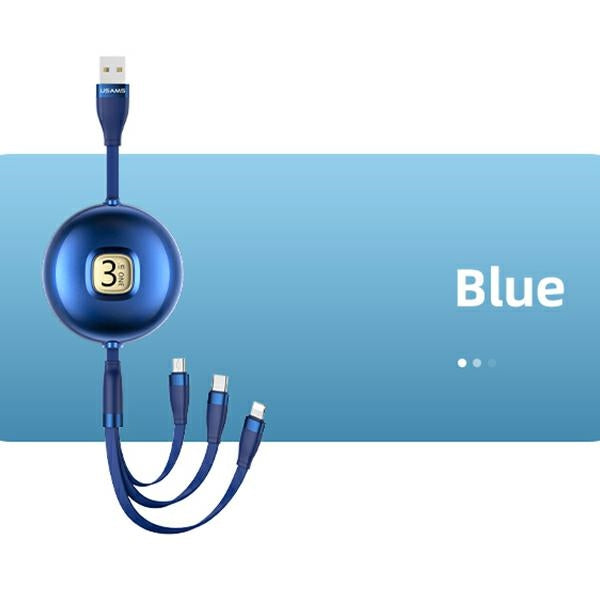 USAMS U69 кабел 3в1 1m, син (lightning/microUSB/USB-C)