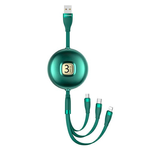 USAMS Kabel U69 3в1 1 м, зелен (lightning/microUSB/USB-C)