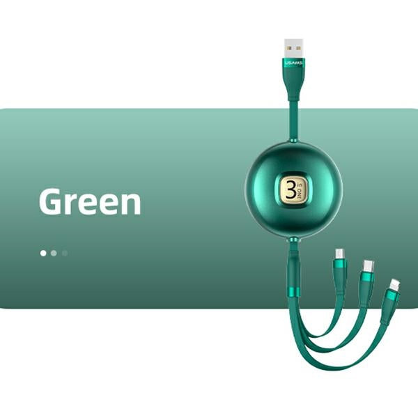 USAMS Kabel U69 3в1 1 м, зелен (lightning/microUSB/USB-C)
