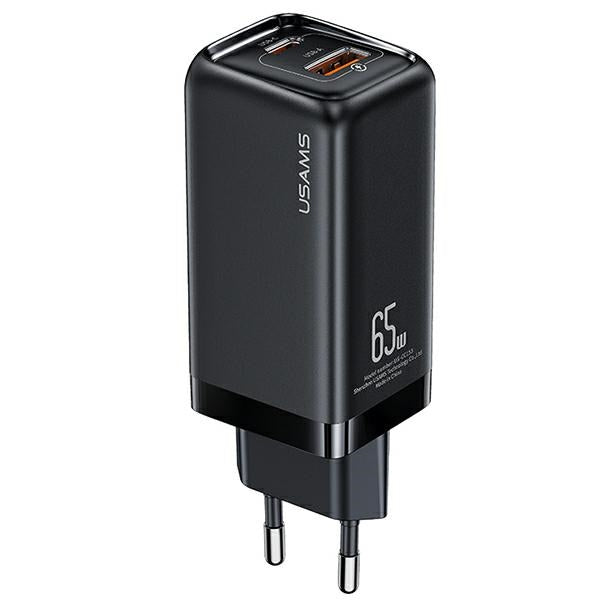 Зарядно USAMS T47 65W PD Fast Charging Super Si, черно (само глава)