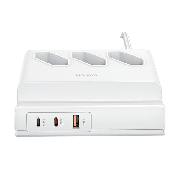 Разклонител USAMS Listwa zasilająca 65W Super SiFast Charging Extension Socket EU, бял