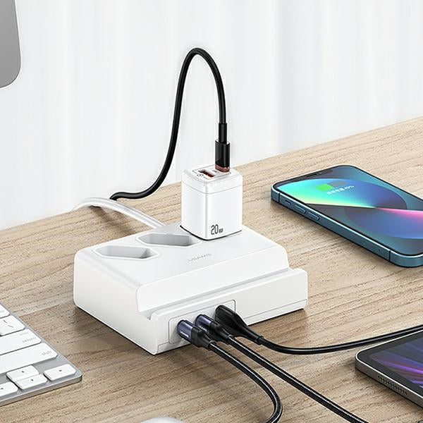 Разклонител USAMS Listwa zasilająca 65W Super SiFast Charging Extension Socket EU, бял