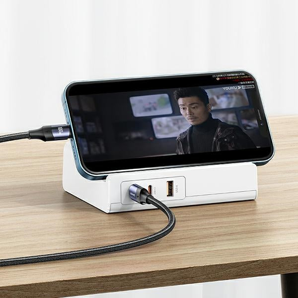 Разклонител USAMS Listwa zasilająca 65W Super SiFast Charging Extension Socket EU, бял