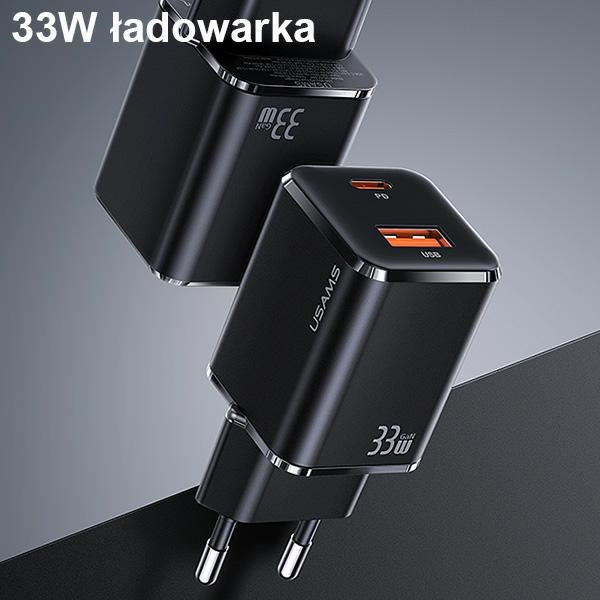 Зарядно USAMS T43 с QC3.0 и кабел U63 към lightning, черно