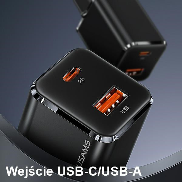 Зарядно USAMS T43 с QC3.0 и кабел U63 към lightning, черно