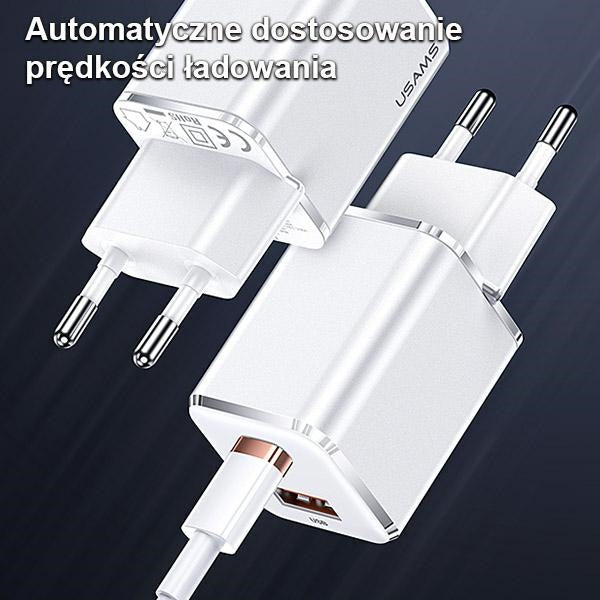 Зарядно USAMS T43 с QC3.0 и кабел U63 към lightning, черно