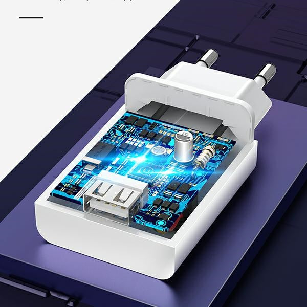 Зарядно USAMS T22 18W 3A QC3.0+ с кабел 1m, бял
