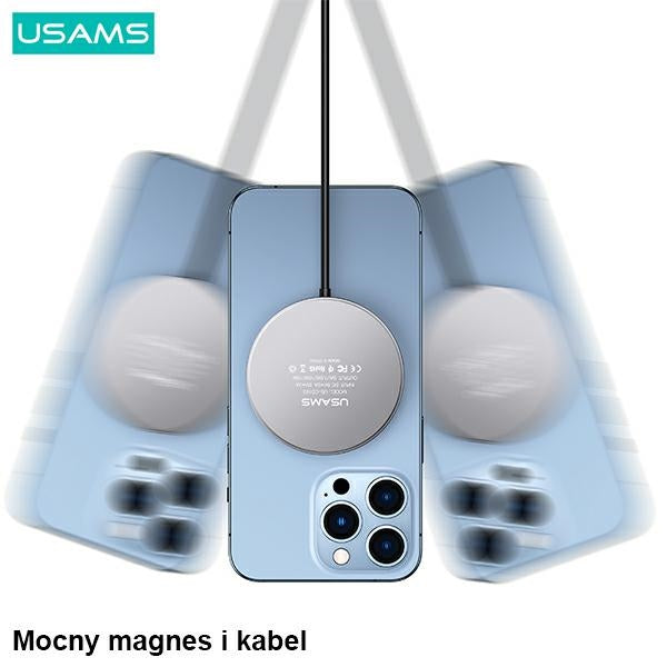 Индукционно зарядно USAMS US-CD183 magnetic15W aluminium, черно CD183CDX01