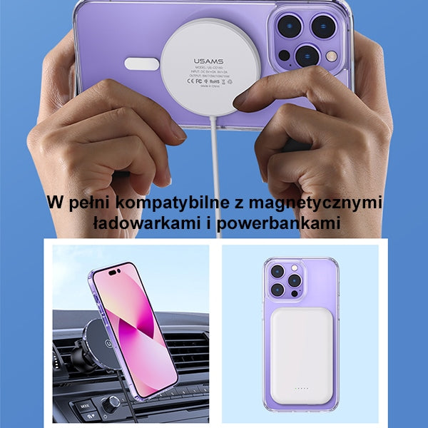Калъф USAMS Ice Magnet за iPhone 14 Plus / 15 Plus 6,7", прозрачен