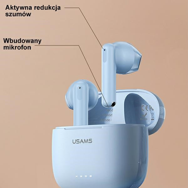 USAMS Bluetooth 5.3 TWSUS14 Series Dual mic безжични слушалки, сини