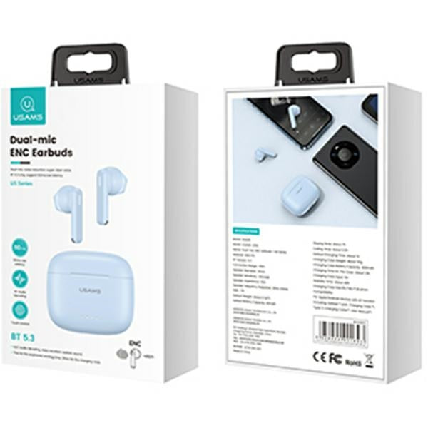 USAMS Bluetooth 5.3 TWSUS14 Series Dual mic безжични слушалки, сини