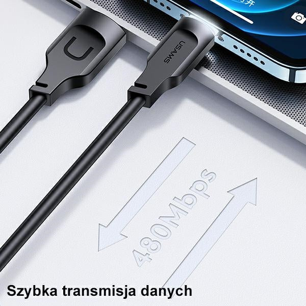 USAMS кабел Lightning 2,4A 1 м Charging Lithe Series, черен