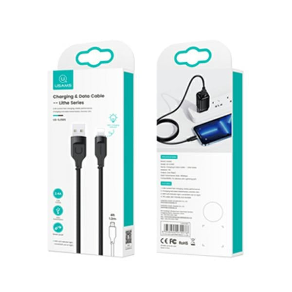 USAMS кабел Lightning 2,4A 1 м Charging Lithe Series, черен