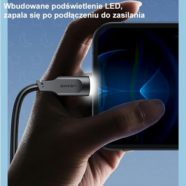 USAMS Kabel Lightning 2,4A 1M Charging Lithe Series, лилав