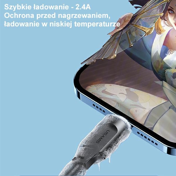 USAMS Kabel Lightning 2,4A 1M Charging Lithe Series, лилав