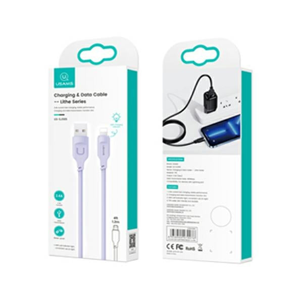 USAMS Kabel Lightning 2,4A 1M Charging Lithe Series, лилав