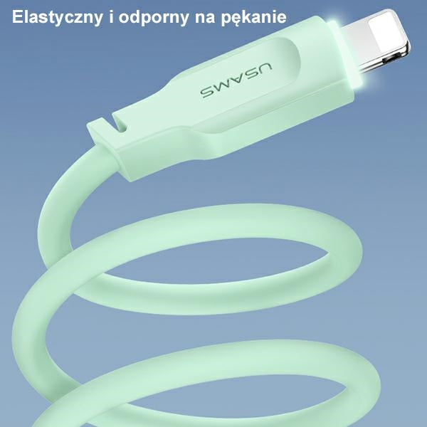 USAMS кабел Lightning 2,4A 1 м Charging Lithe Series, зелен