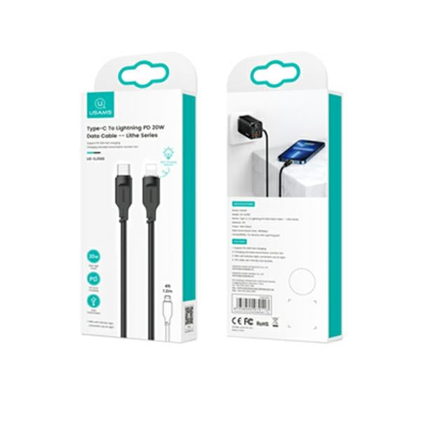 USAMS Lithe Series кабел към Lightning 20W 1 м, черен
