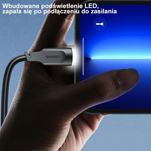 Кабел USAMS M3 Lightning 20W 1,M0 Fast Charging Lithe Series, лилав