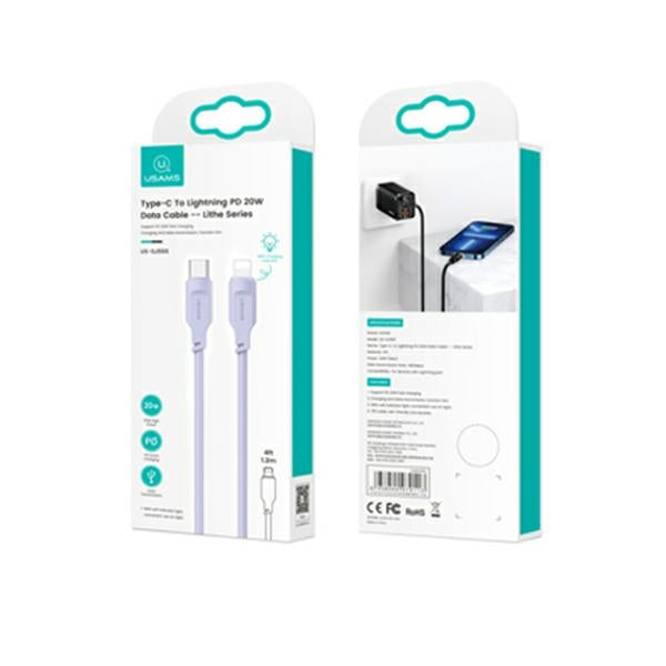 Кабел USAMS M3 Lightning 20W 1,M0 Fast Charging Lithe Series, лилав
