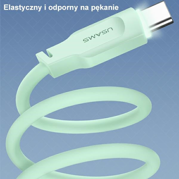 Кабел USAMS Lithe Series USB-M4 към USB-M5, 1,M1 м, бърза зареждане, зелен