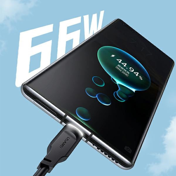 Кабел USAMS M3 6A 1M0 Display Fast Charging Lithe Series, лилав
