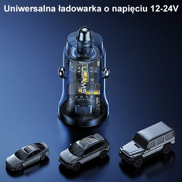 Автомобилно зарядно USAMS C32 Charge, черно