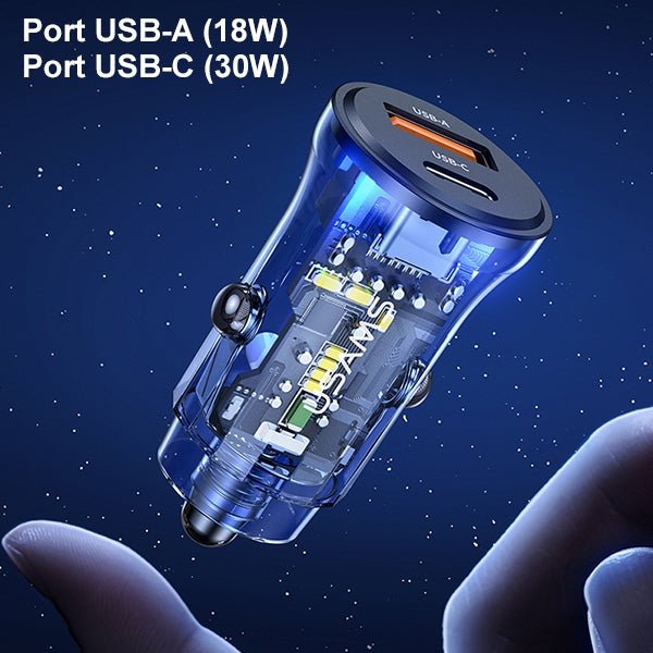 Автомобилно зарядно USAMS C32 Charge, синьо