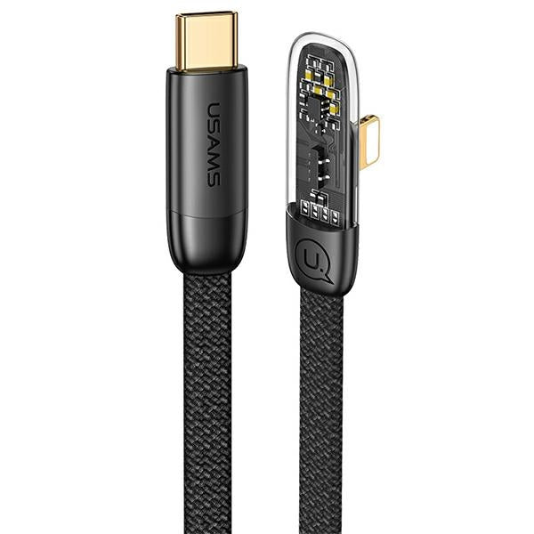 Кабел USAMS 90° Lightning PD 20W Fast Charging Iceflake Series 1,2 м, черен