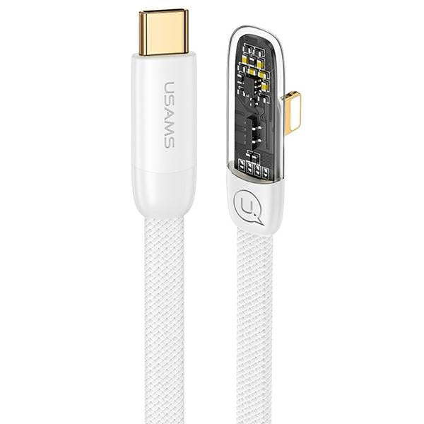 Кабел USAMS с ъгъл Lightning PD 20W Fast Charging Iceflake Series 1,2 м, бял