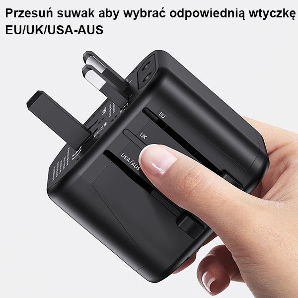 Зарядно USAMS T55 Universal Travel Charger US/AU/EU/UK, черно
