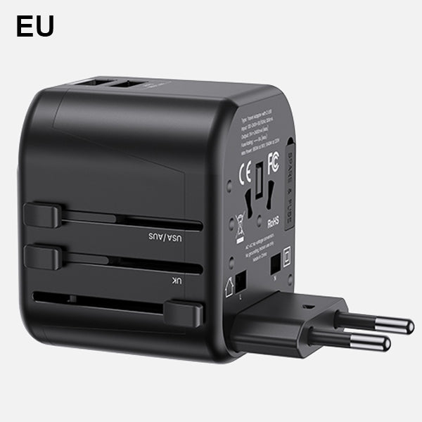 Зарядно USAMS T55 Universal Travel Charger US/AU/EU/UK, черно