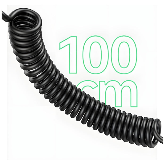 Автомобилно зарядно USAMS C33 Spring Cable Fast Charge, черно