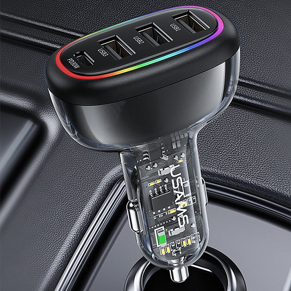Автомобилно зарядно USAMS C34 PD Fast Charge, черно