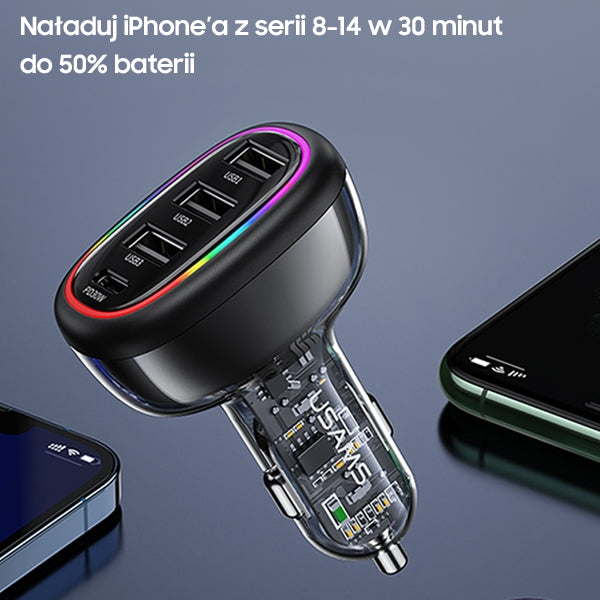 Автомобилно зарядно USAMS C34 PD Fast Charge, черно