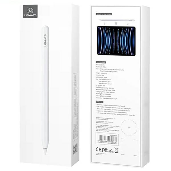 USAMS Active TouchSensitive Pen магнитен стилус, бял