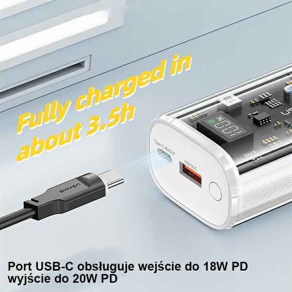 USAMS Powerbank PD Fast Charge Dual-Port, бял